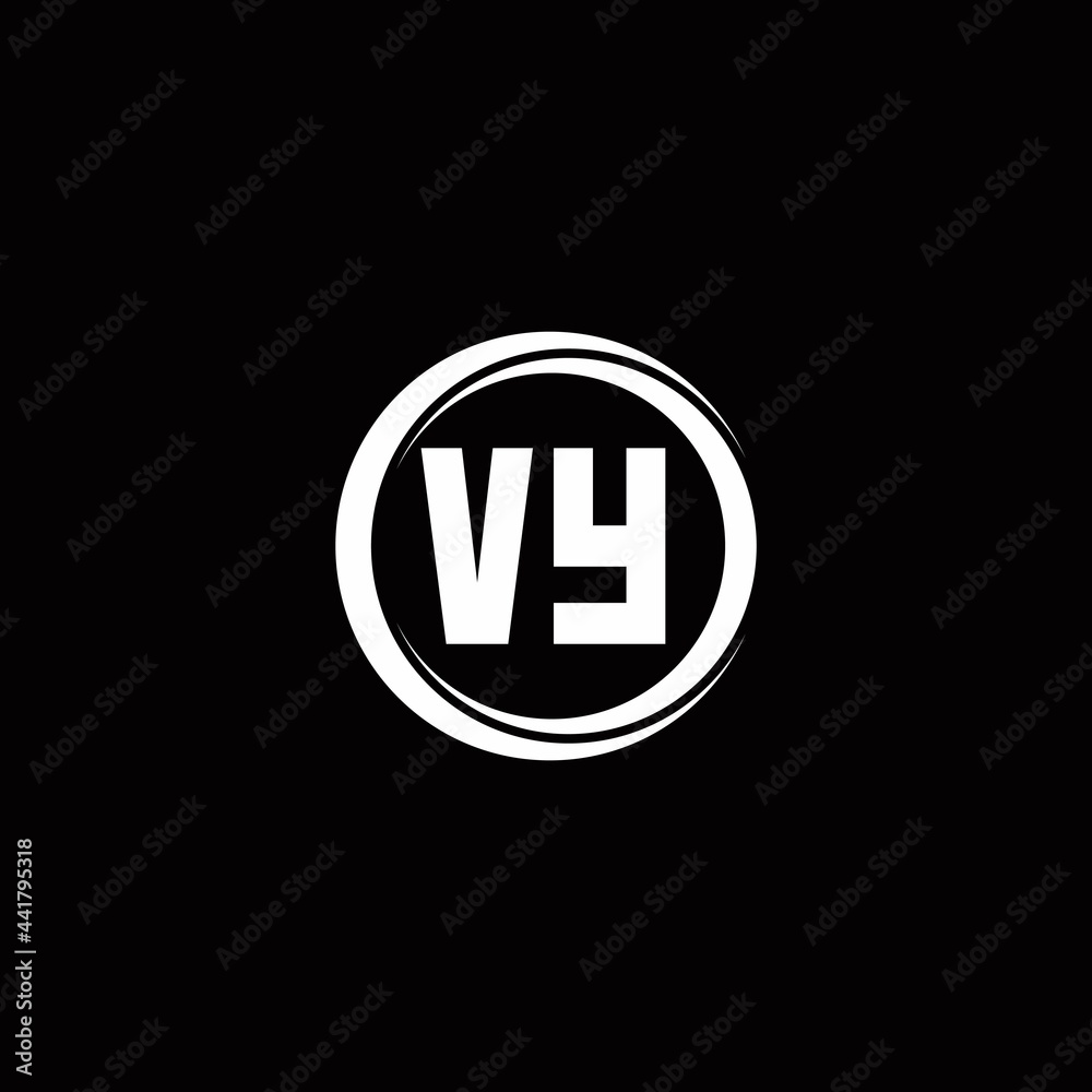VY logo initial letter monogram with circle slice rounded design template