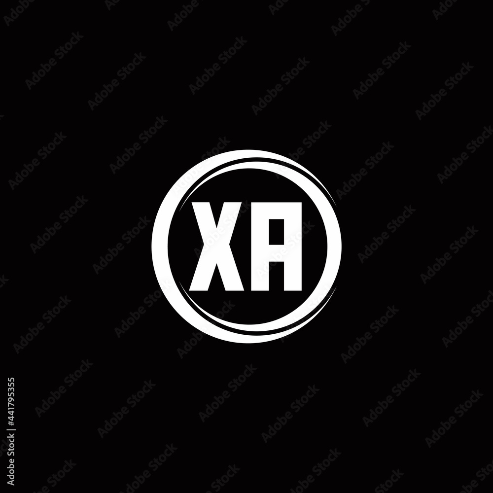 XA logo initial letter monogram with circle slice rounded design template