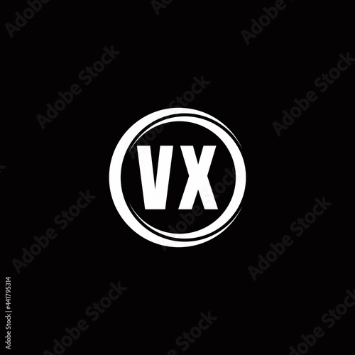 VX logo initial letter monogram with circle slice rounded design template