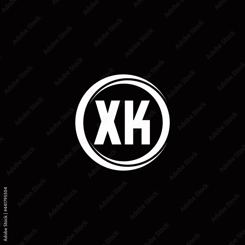 XK logo initial letter monogram with circle slice rounded design template XK logo initial letter monogram with circle slice rounded design template