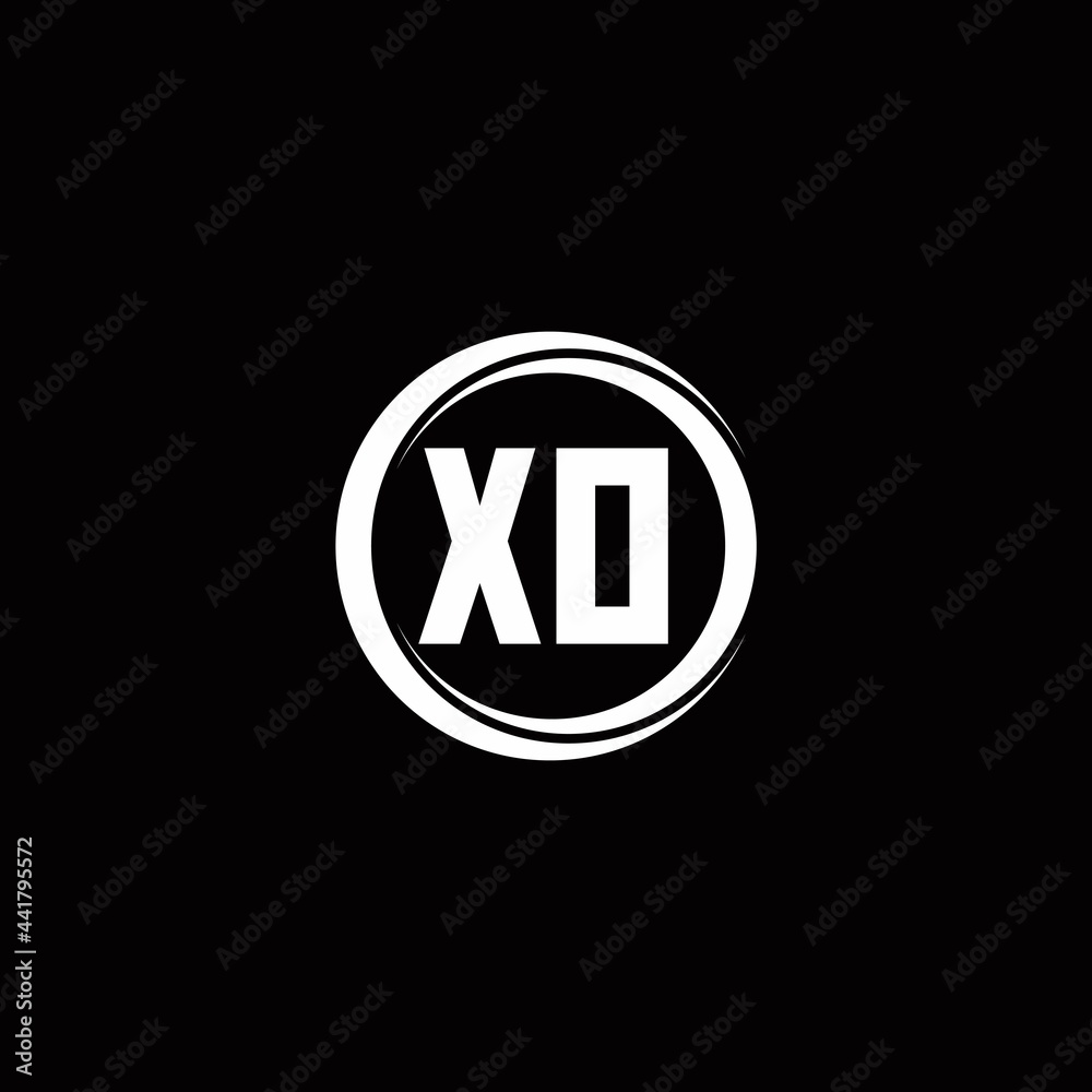 XO logo initial letter monogram with circle slice rounded design template