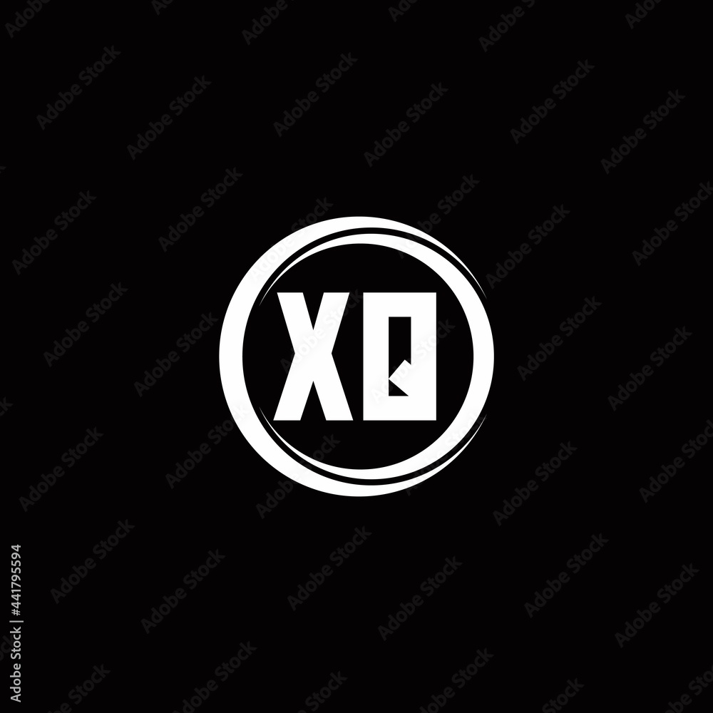 XQ logo initial letter monogram with circle slice rounded design template
