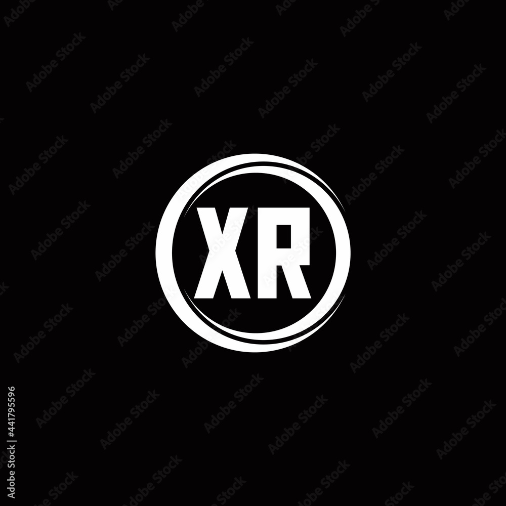 XR logo initial letter monogram with circle slice rounded design template