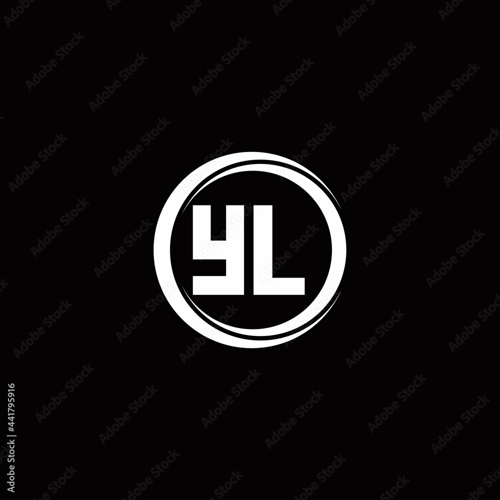 YL logo initial letter monogram with circle slice rounded design template YL logo initial letter monogram with circle slice rounded design template