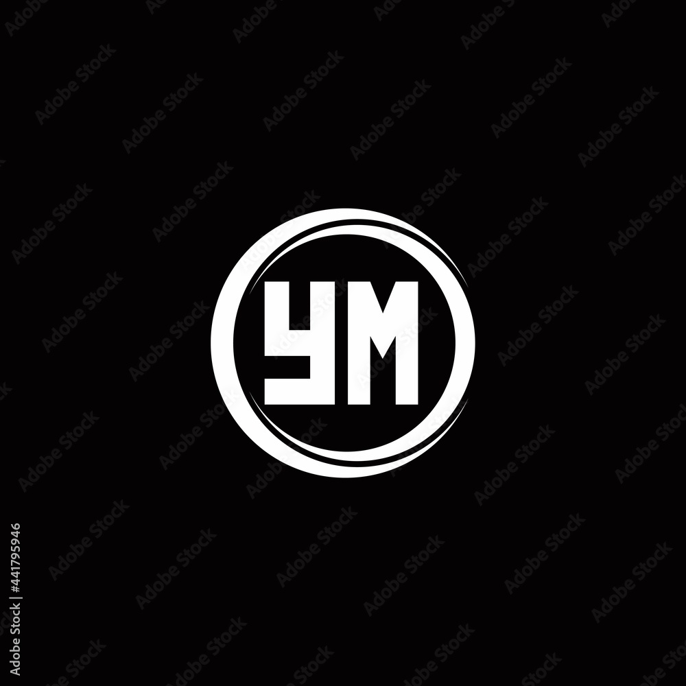 YM logo initial letter monogram with circle slice rounded design template