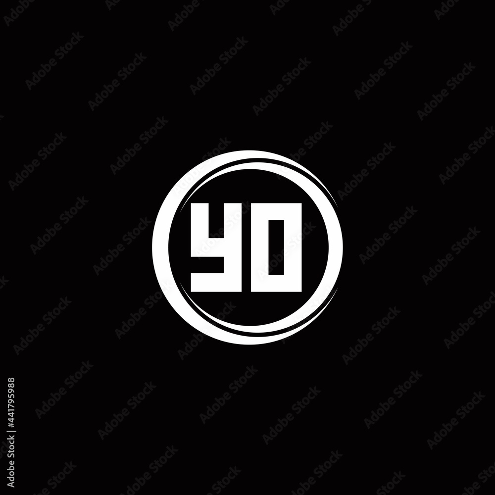 YO logo initial letter monogram with circle slice rounded design template YO logo initial letter monogram with circle slice rounded design template