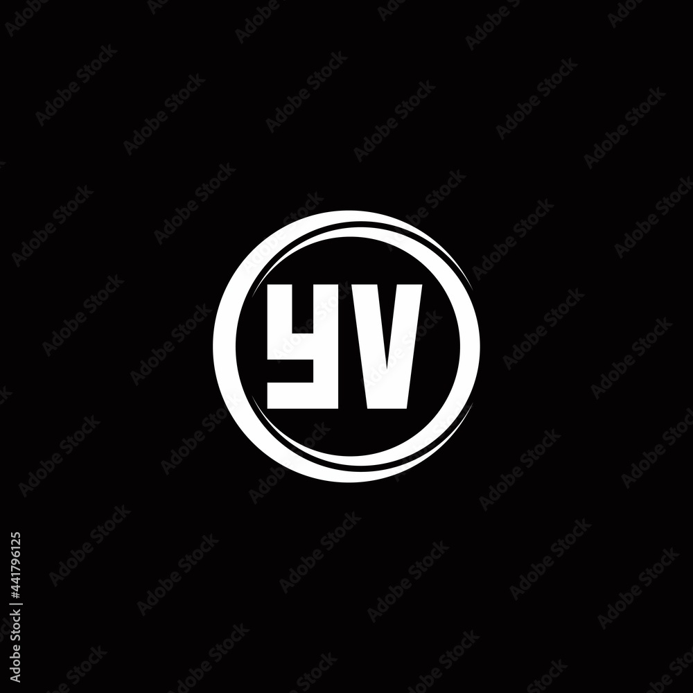 YV logo initial letter monogram with circle slice rounded design template