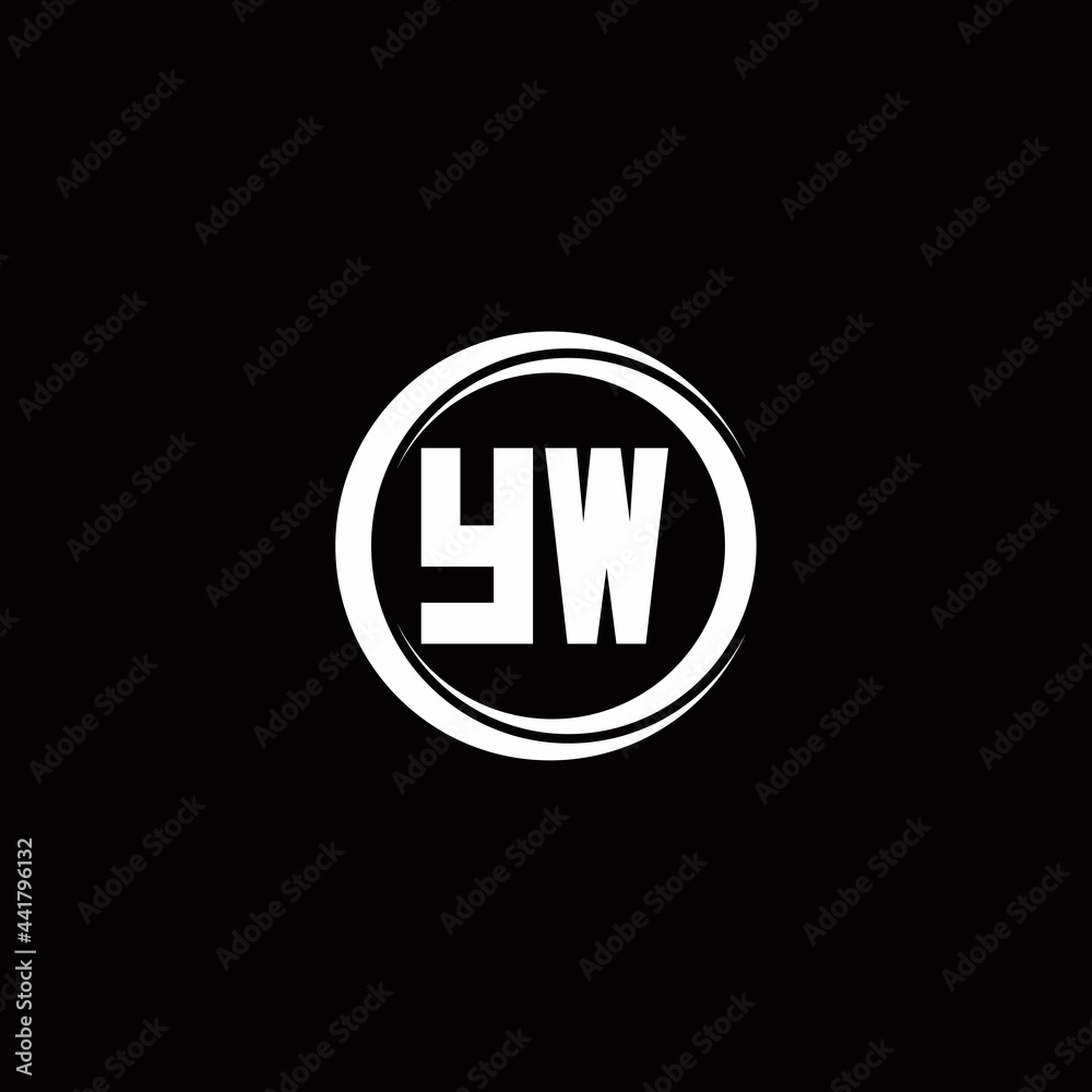 YW logo initial letter monogram with circle slice rounded design template YW logo initial letter monogram with circle slice rounded design template