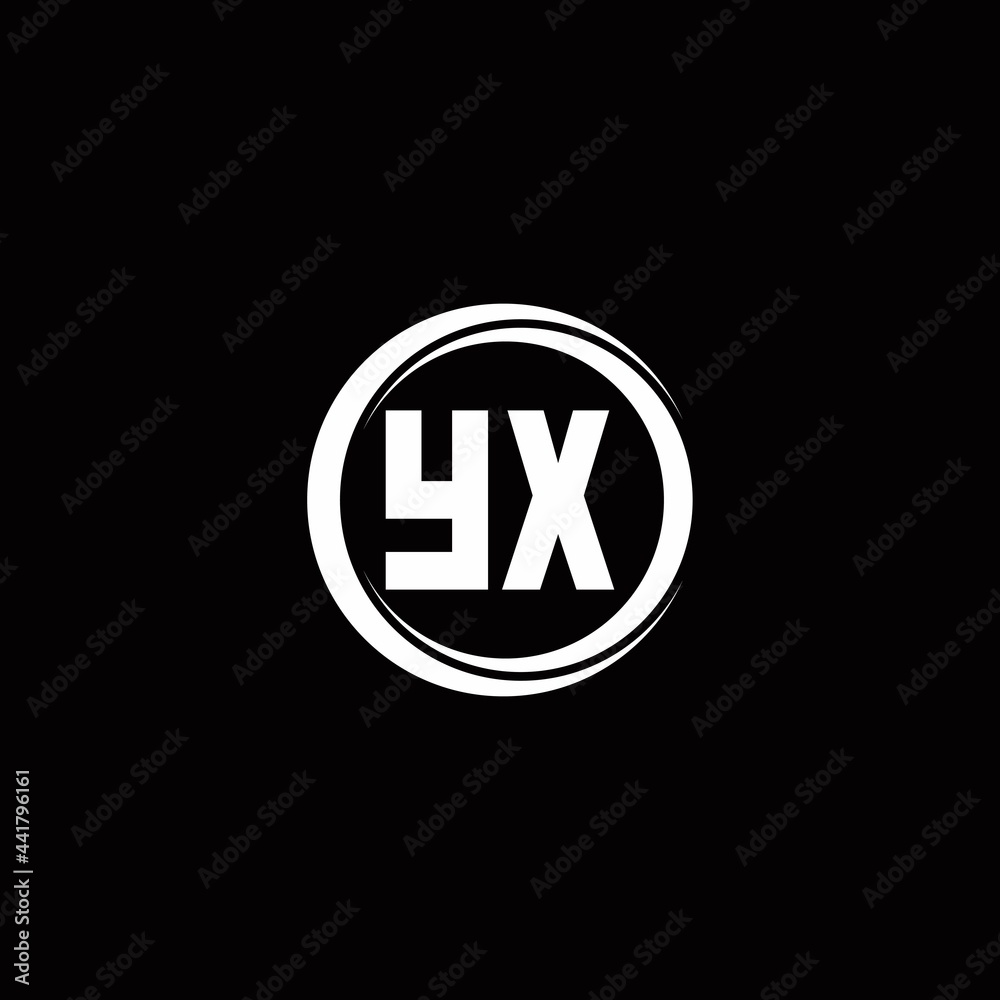 YX logo initial letter monogram with circle slice rounded design template