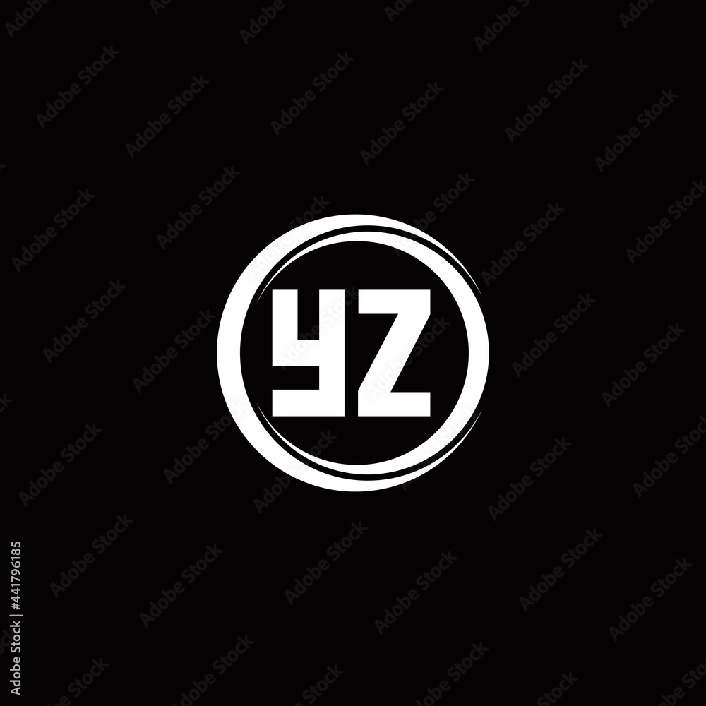 YZ logo initial letter monogram with circle slice rounded design template YZ logo initial letter monogram with circle slice rounded design template