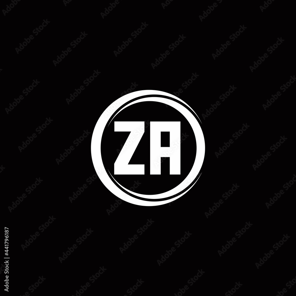 ZA logo initial letter monogram with circle slice rounded design template ZA logo initial letter monogram with circle slice rounded design template