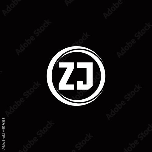 ZJ logo initial letter monogram with circle slice rounded design template