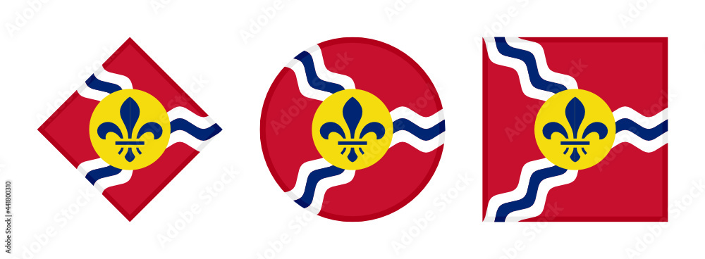 saint louis flag icon set. isolated on white background	