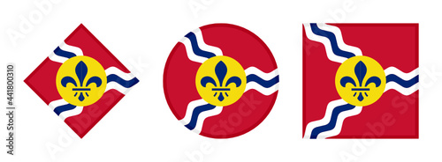 saint louis flag icon set. isolated on white background	 photo