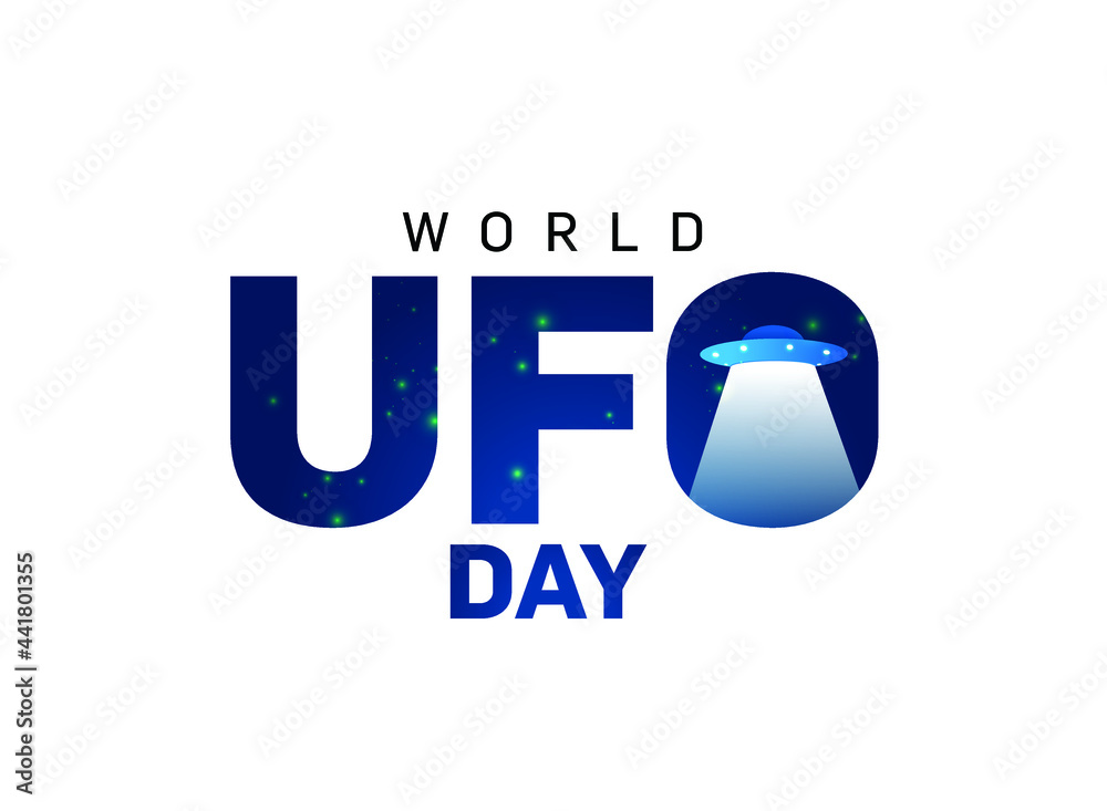 World UFO Day. Flying saucer in space. Vector illustration. World UFO