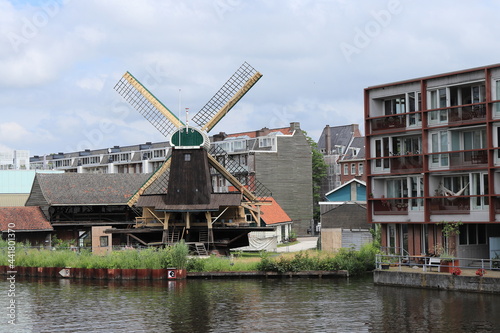 Amsterdam Windmill with Buildings, Westerpark District photo