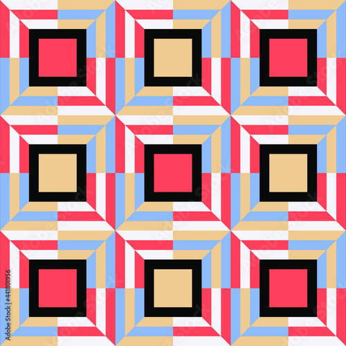 Pattern of 9 colorful squares with combination of tinted yellow, blue, and red, can be use as a Seamless Pattern Background. Colorful background vector in EPS8 format file.