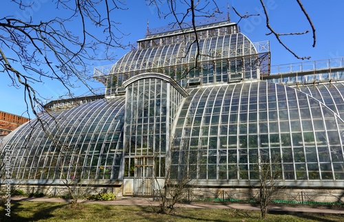 Saint Petersburg Botanical Garden. Building from glass and metall. At spring. Russian Academy of Sciences Vladimir Komarov Botanical Institute's Botanical Garden of Peter the Great. High quality photo