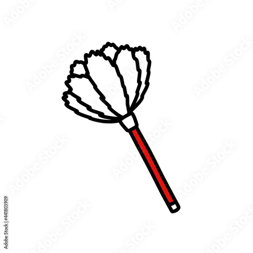 duster brush doodle icon, vector color line illustration