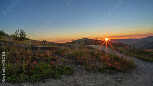 Sunset Along Mountain Trail In Washington State