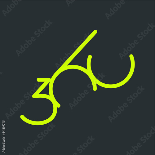 modern 360 simple neon colorful logo concept flat design.three sixty symbol abstract vector illustration