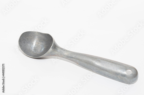 Empty vintage ice cream scoop isolated on white background with copy space 