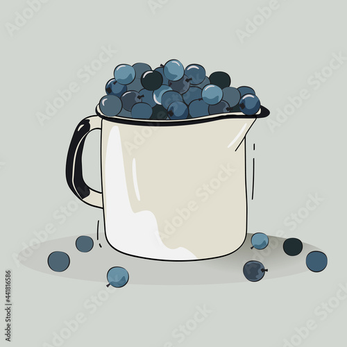 blueberries in a white mug