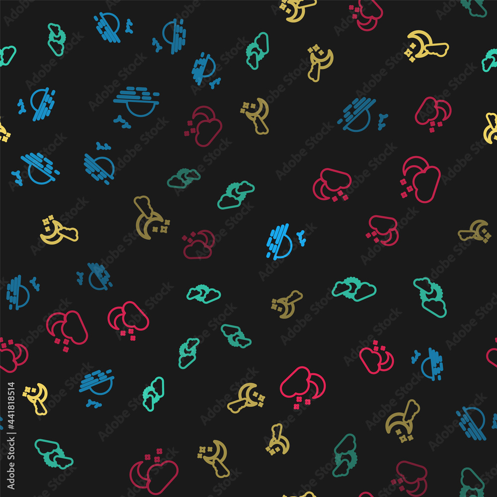 Set line Sunset, and cloud weather, Cloud with moon stars and on seamless pattern. Vector Set line Sunset, and cloud weather, Cloud with moon stars and on seamless pattern. Vector