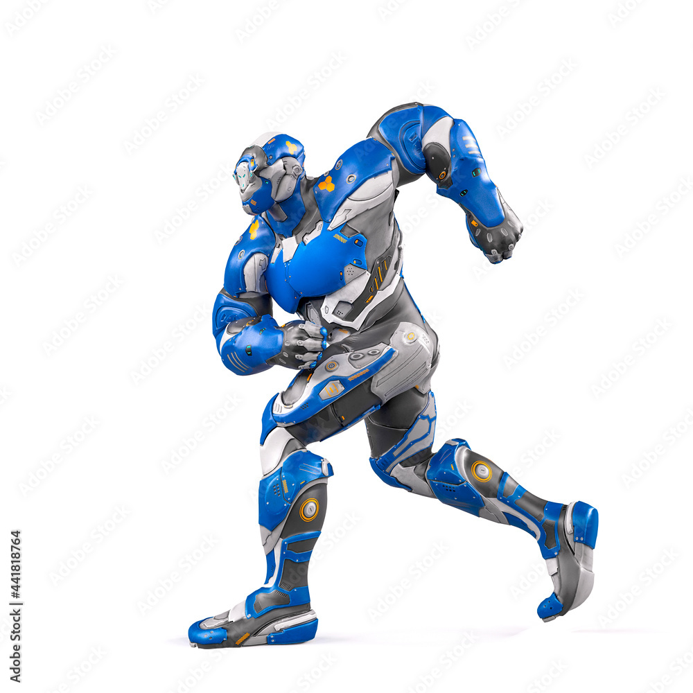 future soldier is walking on white background side view future soldier is walking on white background side view