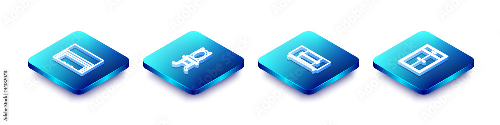 Set Isometric line Grand piano, Chair, TV table stand and Wardrobe icon. Vector Set Isometric line Grand piano, Chair, TV table stand and Wardrobe icon. Vector