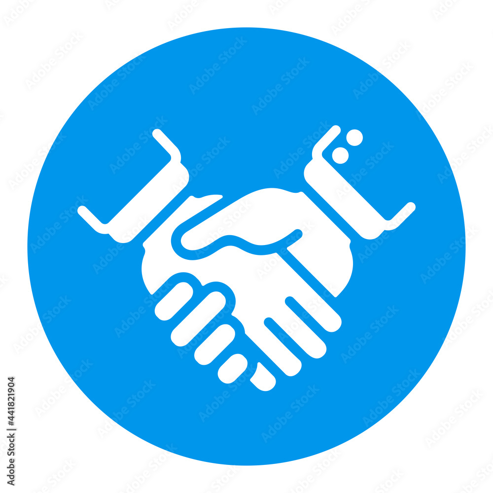 Fototapeta premium Business handshake, contract agreement white glyph icon