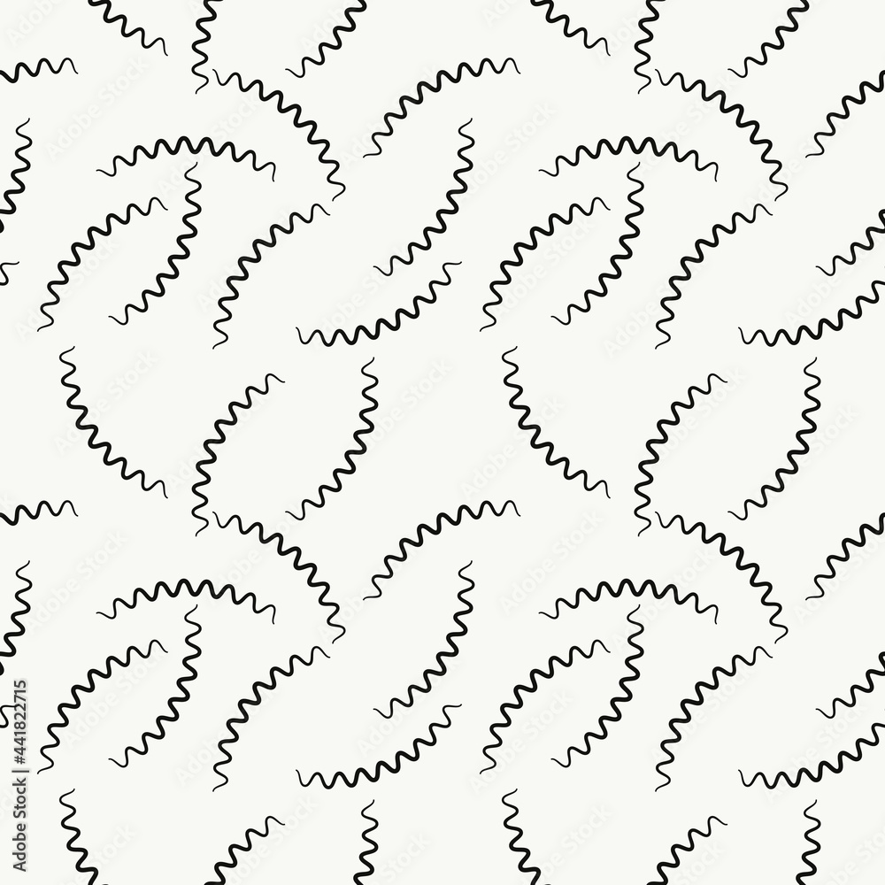 Curly shapes ornament. Vector seamless wallpaper.