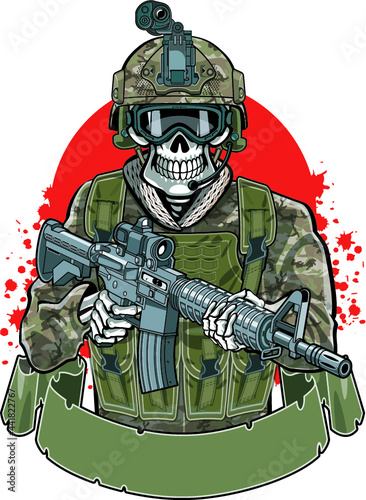 military skeletonl vector image