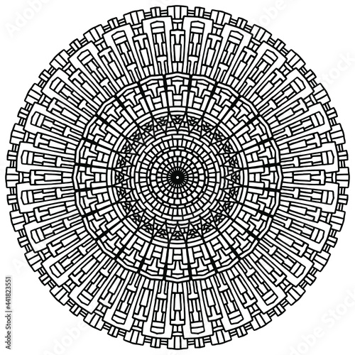 geometric mandala for coloring on a white background, vector