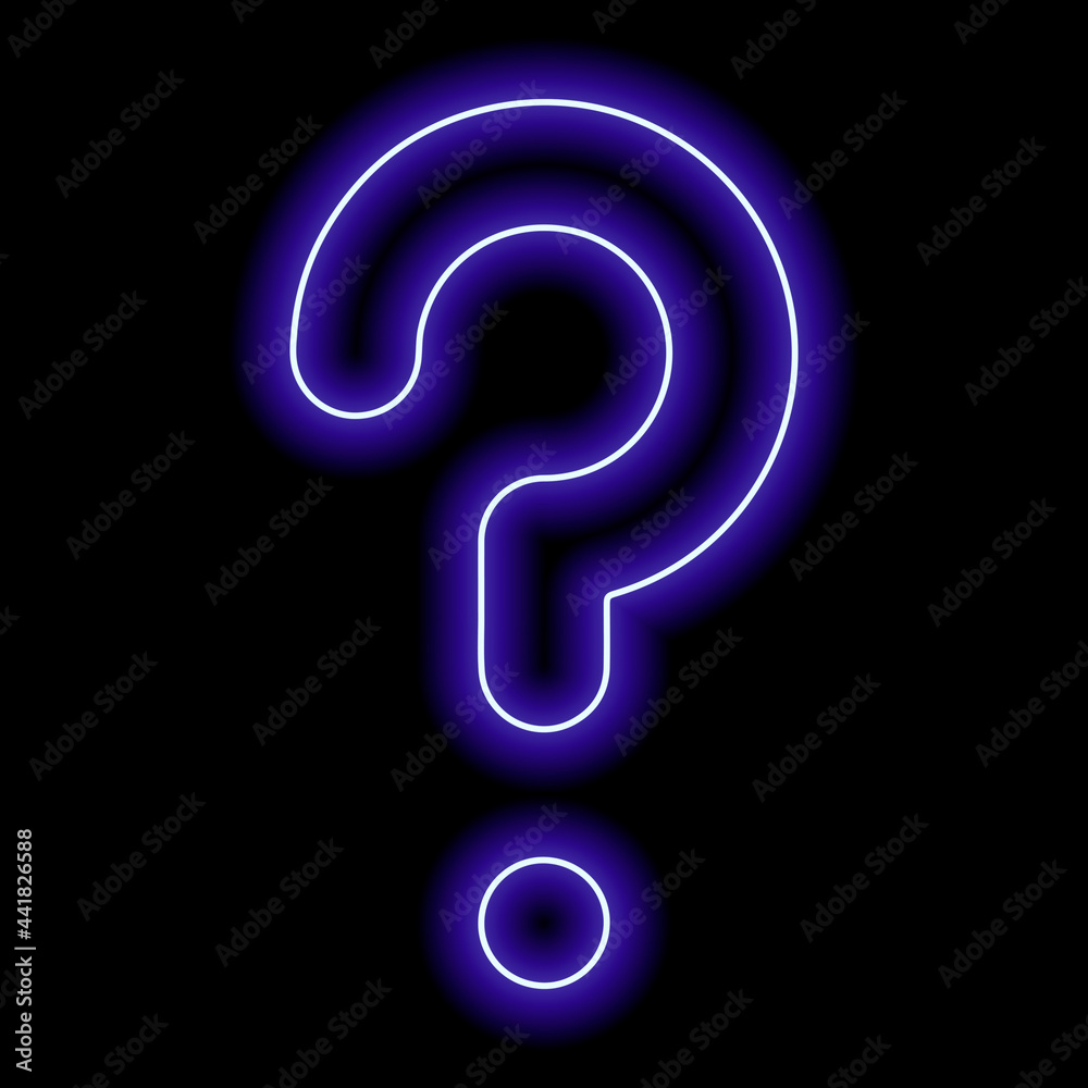 Blue neon question mark on a black background Blue neon question mark on a black background