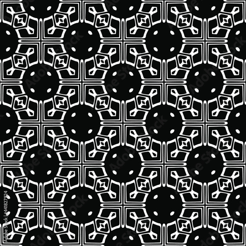  floral seamless pattern background.Geometric ornament for wallpapers and backgrounds. Black and white pattern.