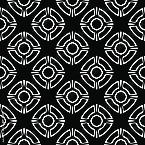  floral seamless pattern background.Geometric ornament for wallpapers and backgrounds. Black and white pattern.