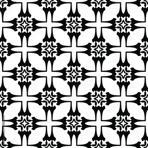 floral seamless pattern background.Geometric ornament for wallpapers and backgrounds. Black and white pattern. 
