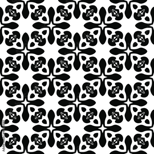 floral seamless pattern background.Geometric ornament for wallpapers and backgrounds. Black and white pattern. 