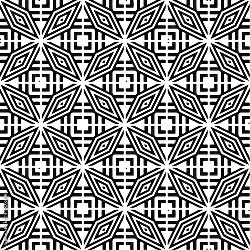 floral seamless pattern background.Geometric ornament for wallpapers and backgrounds. Black and white pattern. 