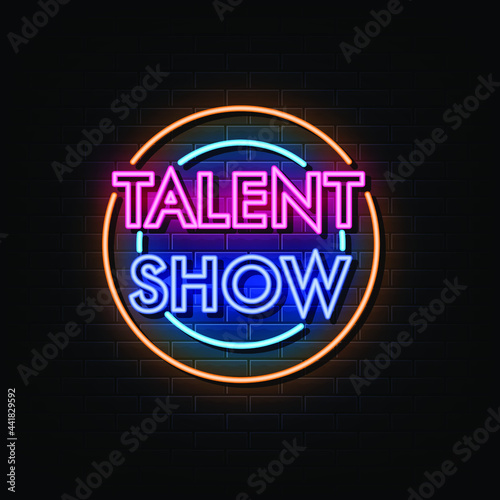Talent show neon sign vector. sign symbol