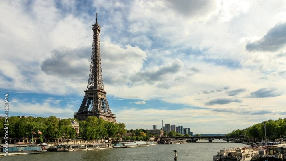 Cloudscape of the Eiffel Tower on a Sunny Day Timelapse / Paris, France Cloudscape of the Eiffel Tower on a Sunny Day Timelapse / Paris, France