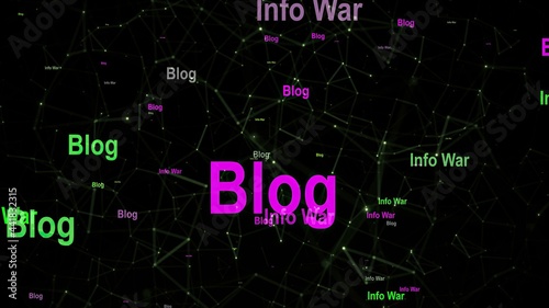 Info war and blog text against network background