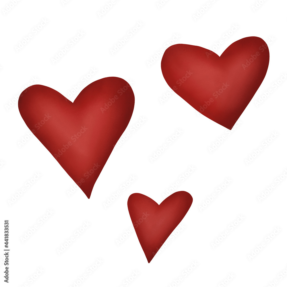 Set of red hearts isolated on white background. For poster, wallpaper and Valentine's day. Hand draw Set of red hearts isolated on white background. For poster, wallpaper and Valentine's day. Hand draw