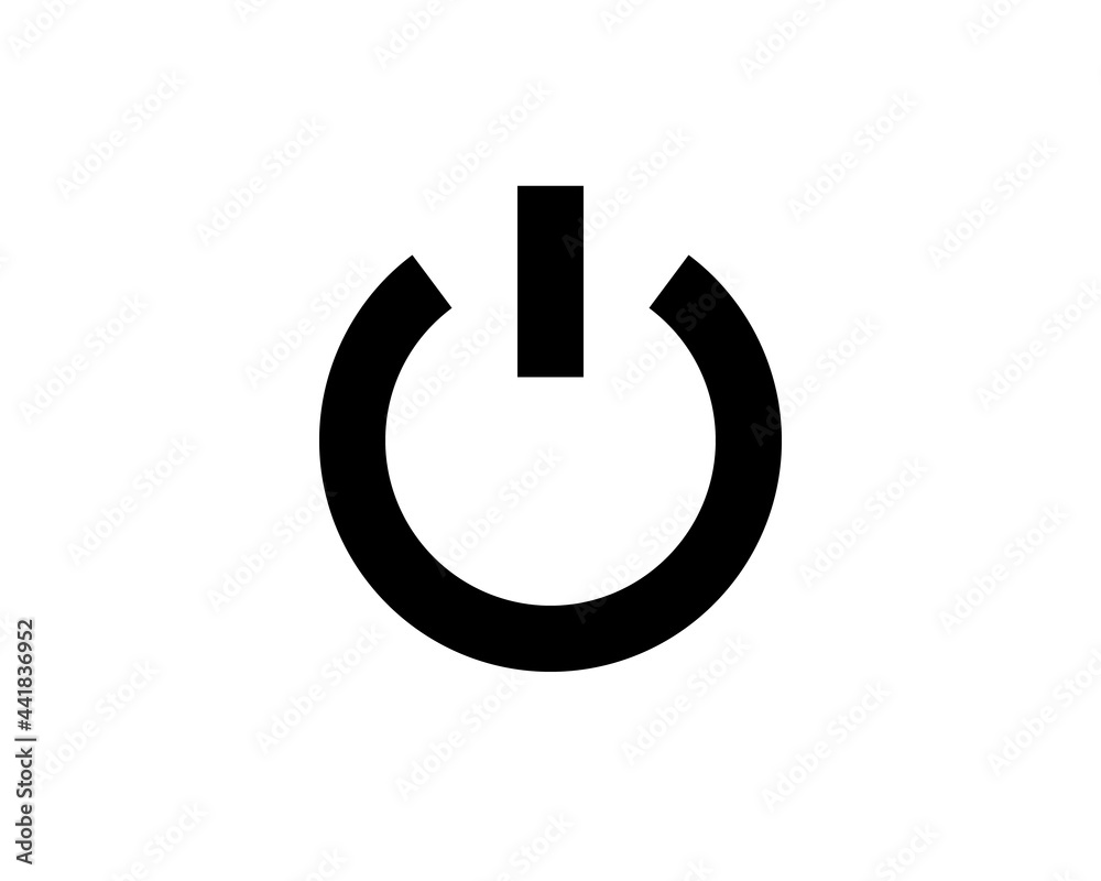 Power start button icon thin line for web and mobile, modern minimalistic flat design. Vector dark grey icon on white background Power start button icon thin line for web and mobile, modern minimalistic flat design. Vector dark grey icon on white background
