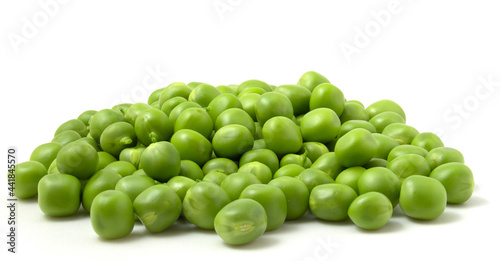 Young green peas on a pile, sweet beans, fresh vegetables.