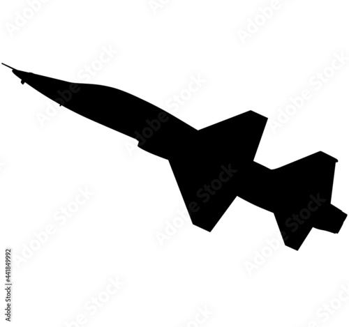 T-38 is a twin-engine trainer from the US manufacturer for military pilots of the United States Air Force, US air force and NATO military jet realistic silhouette