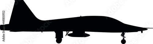 T-38 is a twin-engine trainer from the US manufacturer for military pilots of the United States Air Force, US air force and NATO military jet realistic silhouette