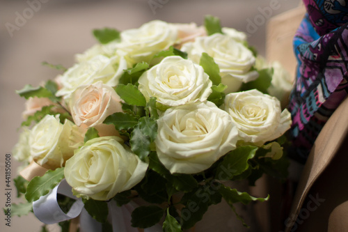 Bouquet of white roses. The bride s bouquet.