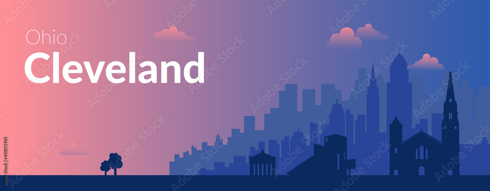 Obraz premium Cleveland, USA famous city scape view background.